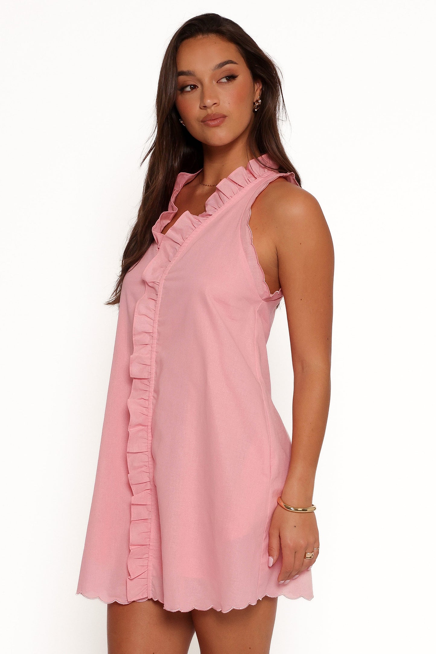 Cassandra Ruffle Mini Dress - Pale Pink