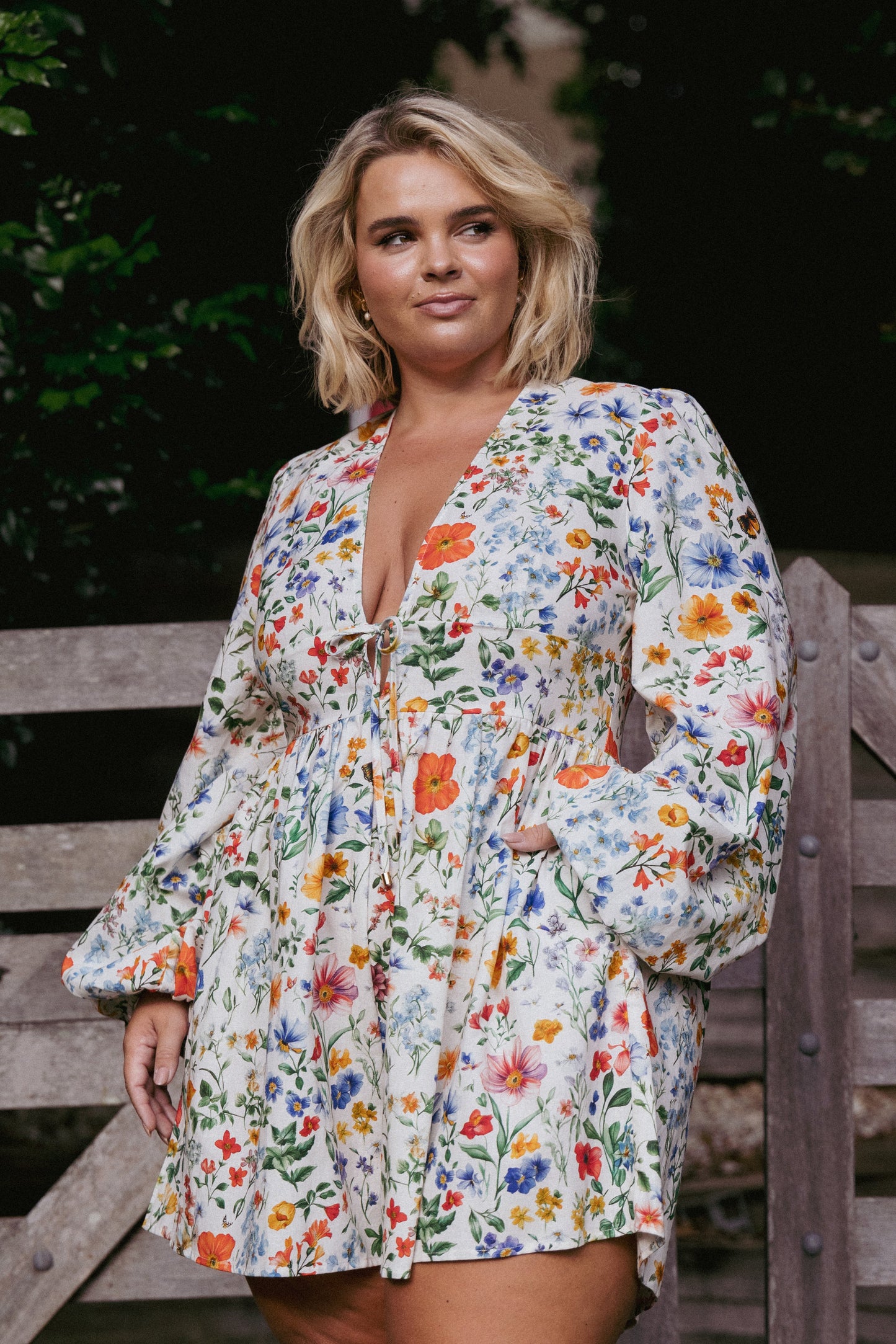 Irisa Long Sleeve Romper - Garden Floral