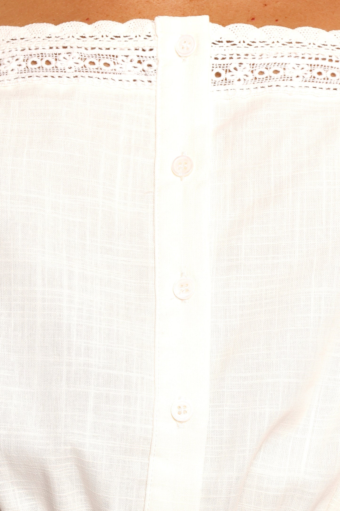 Joanina Lace Trim Romper - White