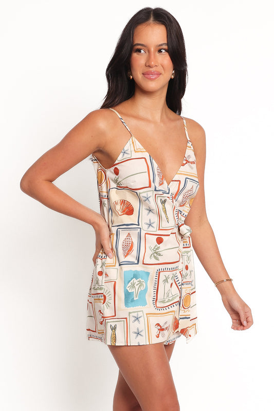 Rainy Wrap Playsuit - Sardina