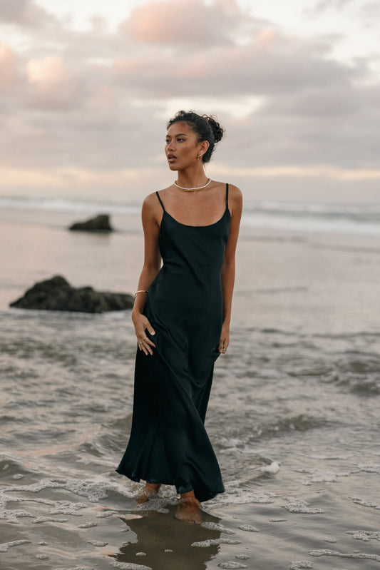 Jamie Maxi Slip Dress - Black
