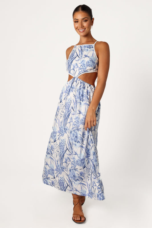 Sena Midi Dress - Blue Floral